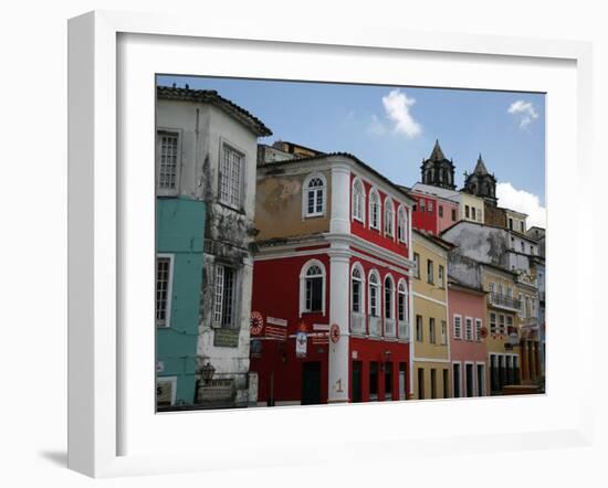 Cobbled Streets and Colonial Architecture, UNESCO World Heritage Site, Salvador, Brazil-Yadid Levy-Framed Photographic Print