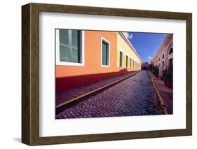 Cobblestone Reflections in Old San Juan-George Oze-Framed Photographic Print