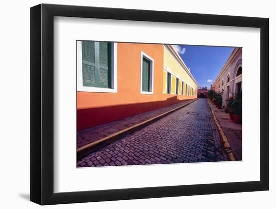 Cobblestone Reflections in Old San Juan-George Oze-Framed Photographic Print