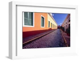 Cobblestone Reflections in Old San Juan-George Oze-Framed Photographic Print