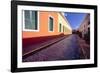 Cobblestone Reflections in Old San Juan-George Oze-Framed Photographic Print