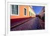 Cobblestone Reflections in Old San Juan-George Oze-Framed Photographic Print