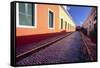 Cobblestone Reflections in Old San Juan-George Oze-Framed Stretched Canvas