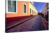 Cobblestone Reflections in Old San Juan-George Oze-Stretched Canvas