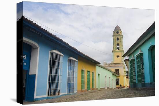 Cobblestone Street and Beautiful Church in City, Trinidad, Cuba-Bill Bachmann-Stretched Canvas