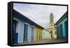 Cobblestone Street and Beautiful Church in City, Trinidad, Cuba-Bill Bachmann-Framed Stretched Canvas