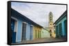 Cobblestone Street and Beautiful Church in City, Trinidad, Cuba-Bill Bachmann-Framed Stretched Canvas
