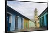 Cobblestone Street and Beautiful Church in City, Trinidad, Cuba-Bill Bachmann-Framed Stretched Canvas