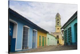 Cobblestone Street and Beautiful Church in City, Trinidad, Cuba-Bill Bachmann-Stretched Canvas