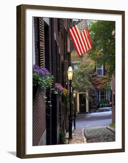 Cobblestone Street and Historic Homes of Beacon Hill, Boston, Massachusetts, USA-Merrill Images-Framed Premium Photographic Print