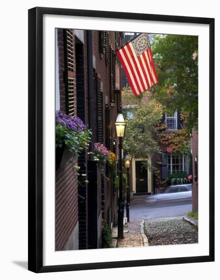 Cobblestone Street and Historic Homes of Beacon Hill, Boston, Massachusetts, USA-Merrill Images-Framed Premium Photographic Print