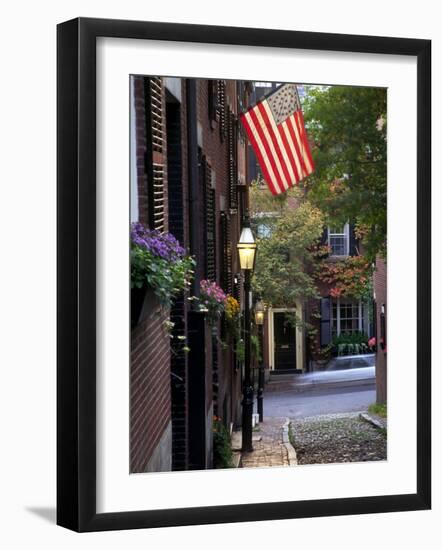 Cobblestone Street and Historic Homes of Beacon Hill, Boston, Massachusetts, USA-Merrill Images-Framed Photographic Print