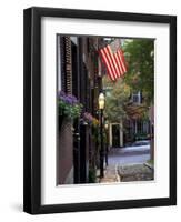 Cobblestone Street and Historic Homes of Beacon Hill, Boston, Massachusetts, USA-Merrill Images-Framed Photographic Print