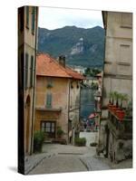 Cobblestone Street Down to Waterfront, Lake Orta, Orta, Italy-Lisa S. Engelbrecht-Stretched Canvas