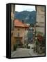 Cobblestone Street Down to Waterfront, Lake Orta, Orta, Italy-Lisa S. Engelbrecht-Framed Stretched Canvas