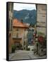 Cobblestone Street Down to Waterfront, Lake Orta, Orta, Italy-Lisa S. Engelbrecht-Framed Stretched Canvas