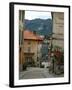 Cobblestone Street Down to Waterfront, Lake Orta, Orta, Italy-Lisa S. Engelbrecht-Framed Premium Photographic Print