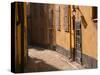 Cobblestone Street in Gamla Stan, Iron Cellar Door and Old Lamp, Stockholm, Sweden-Per Karlsson-Stretched Canvas