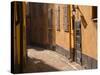 Cobblestone Street in Gamla Stan, Iron Cellar Door and Old Lamp, Stockholm, Sweden-Per Karlsson-Stretched Canvas