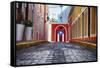 Cobblestone Street in Old San Juan, Puerto Rico-George Oze-Framed Stretched Canvas