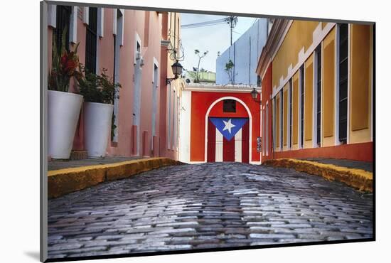 Cobblestone Street in Old San Juan, Puerto Rico-George Oze-Mounted Photographic Print