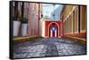 Cobblestone Street in Old San Juan, Puerto Rico-George Oze-Framed Stretched Canvas