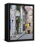 Cobblestone Street in Old Town with Stone Houses, Le Logis Plantagenet Bed and Breakfast-Per Karlsson-Framed Stretched Canvas