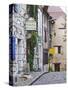 Cobblestone Street in Old Town with Stone Houses, Le Logis Plantagenet Bed and Breakfast-Per Karlsson-Stretched Canvas