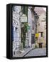 Cobblestone Street in Old Town with Stone Houses, Le Logis Plantagenet Bed and Breakfast-Per Karlsson-Framed Stretched Canvas