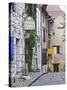 Cobblestone Street in Old Town with Stone Houses, Le Logis Plantagenet Bed and Breakfast-Per Karlsson-Stretched Canvas