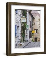 Cobblestone Street in Old Town with Stone Houses, Le Logis Plantagenet Bed and Breakfast-Per Karlsson-Framed Photographic Print