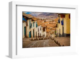 Cobblestone Street Scene, Cusco, Peru, South America-Laura Grier-Framed Photographic Print