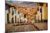 Cobblestone Street Scene, Cusco, Peru, South America-Laura Grier-Mounted Photographic Print