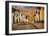 Cobblestone Street Scene, Cusco, Peru, South America-Laura Grier-Framed Photographic Print