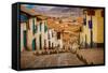 Cobblestone Street Scene, Cusco, Peru, South America-Laura Grier-Framed Stretched Canvas
