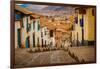 Cobblestone Street Scene, Cusco, Peru, South America-Laura Grier-Framed Photographic Print