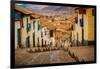 Cobblestone Street Scene, Cusco, Peru, South America-Laura Grier-Framed Photographic Print