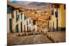 Cobblestone Street Scene, Cusco, Peru, South America-Laura Grier-Mounted Photographic Print