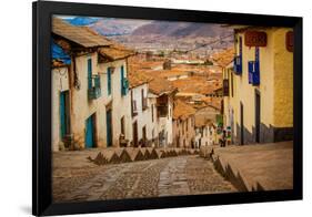 Cobblestone Street Scene, Cusco, Peru, South America-Laura Grier-Framed Photographic Print