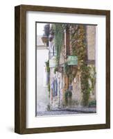 Cobblestone Street with Half Timber Stone Houses, Place De La Myrpe, Bergerac, Dordogne, France-Per Karlsson-Framed Photographic Print