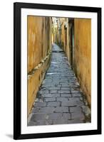 Cobblestones and yellow walls in alleyway, Hoi An, Vietnam-David Wall-Framed Photographic Print