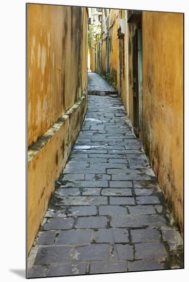 Cobblestones and yellow walls in alleyway, Hoi An, Vietnam-David Wall-Mounted Photographic Print