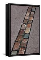 Cobblestones' Line That Marks the Place Where Was the Berlin Wall. Germany-null-Framed Stretched Canvas