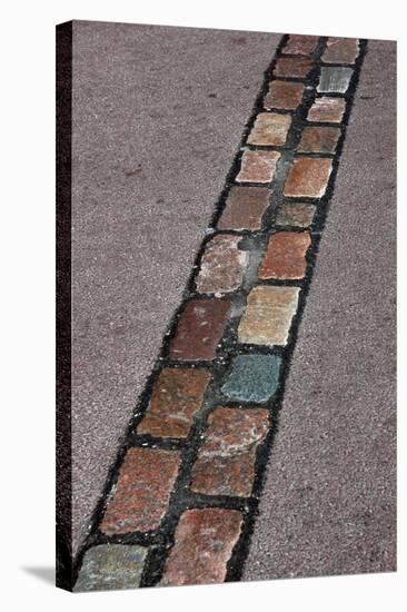 Cobblestones' Line That Marks the Place Where Was the Berlin Wall. Germany-null-Stretched Canvas