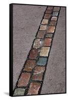 Cobblestones' Line That Marks the Place Where Was the Berlin Wall. Germany-null-Framed Stretched Canvas