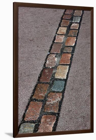 Cobblestones' Line That Marks the Place Where Was the Berlin Wall. Germany-null-Framed Giclee Print