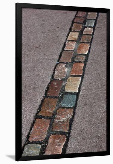 Cobblestones' Line That Marks the Place Where Was the Berlin Wall. Germany-null-Framed Giclee Print