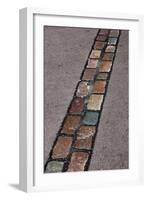 Cobblestones' Line That Marks the Place Where Was the Berlin Wall. Germany-null-Framed Giclee Print