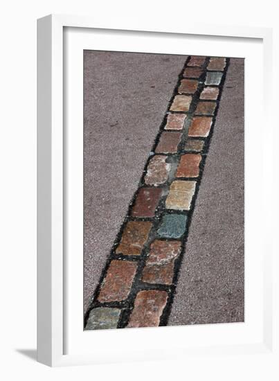 Cobblestones' Line That Marks the Place Where Was the Berlin Wall. Germany-null-Framed Giclee Print