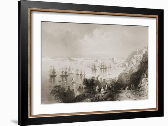 Cobh Harbour, Cork, Ireland, from 'scenery and Antiquities of Ireland' by George Virtue, 1860S-William Henry Bartlett-Framed Giclee Print